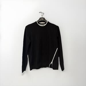 Charlie‎ B Women’s Black And White Classic Sweater S Long Sleeve Crew Neck $98